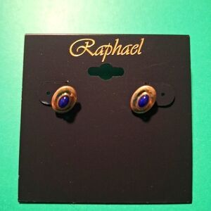Raphael Gold Earrings with Blue Accent